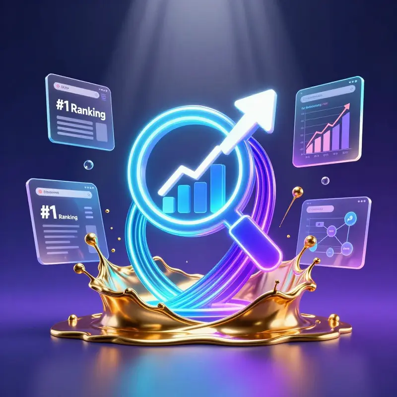 Organic SEO illustration showing search rankings and growth