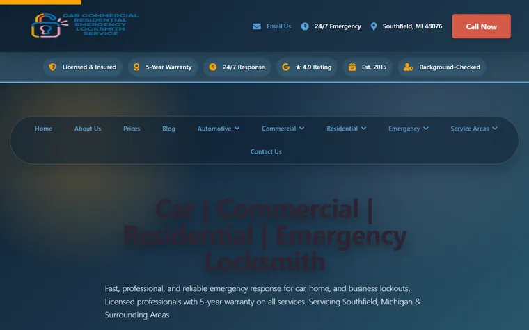 צילום מסך של אתר Emergency Locksmith Service שנבנה על ידי Gotham Site Studio